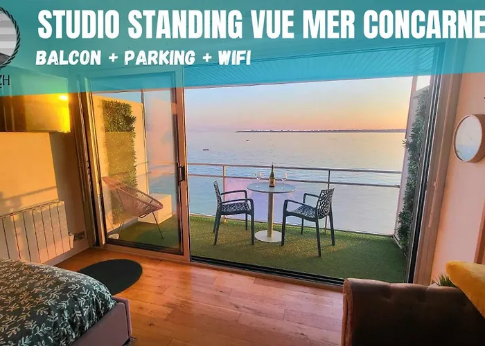 - L\'Iroizh - Concarneau - Vue Mer Panoramique - Studio Standing Plage Des Sables Blancs - Parking - Panoramic Sea View - Near Thalassotherapy - Wifi -